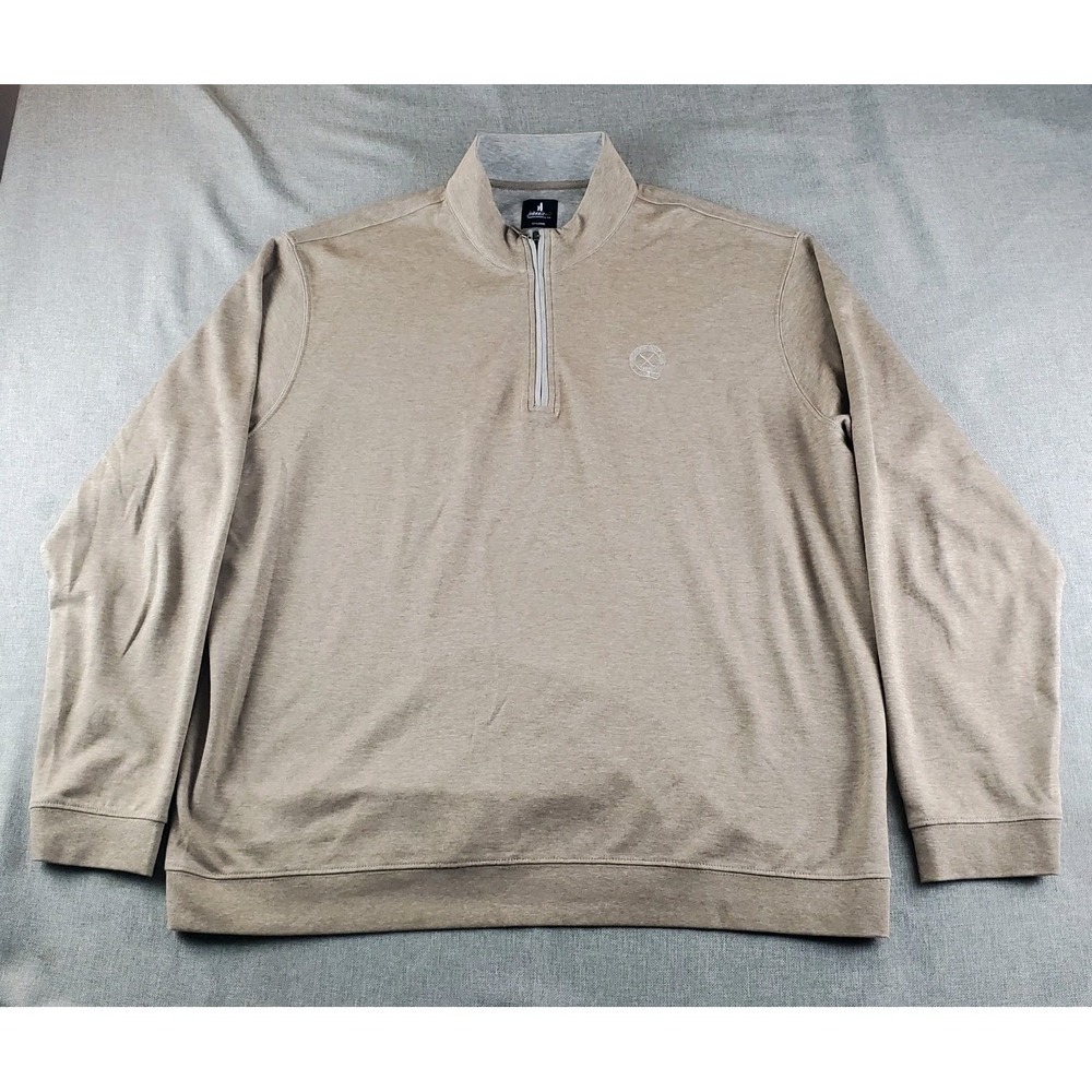Johnnie-O Sweater Mens XXL Cider Brown 1/4 Zip Pullover Overbrook Golf